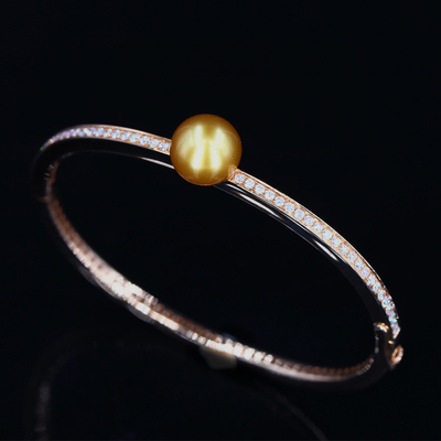 (已售仅供款式参考)18k金珍珠手镯简单时尚 天然海水珠简单时尚金珠